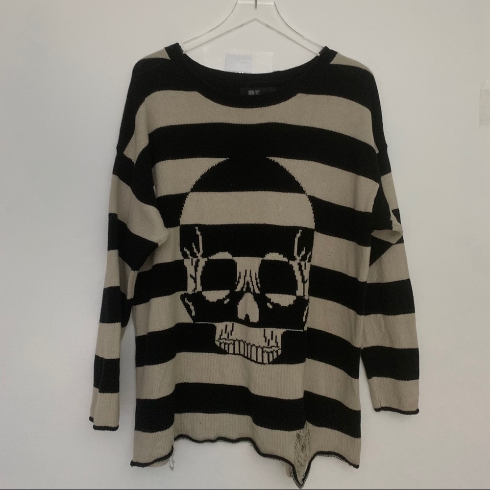 1X distressed sweater rayon black/ tan Iron Fist